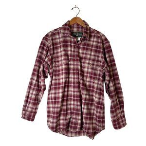 Field and Stream Mens Burgundy Size M Shirt Heavyweight Cotton Flannel Plaid